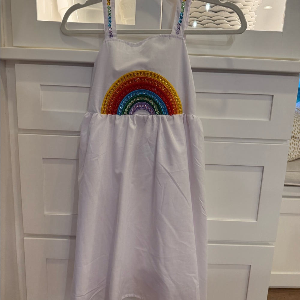 Lola + The Boys White Rainbow Dress